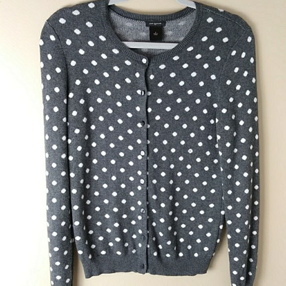 Ann Taylor Sweaters - ANN TAYLOR grey white cardigan sweater size small